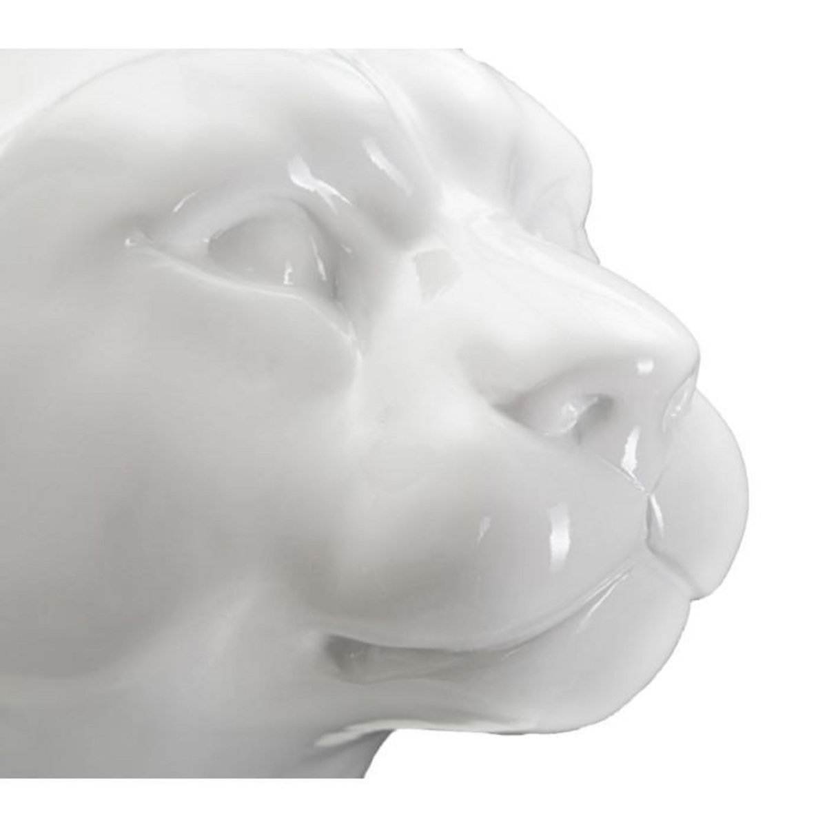 Paris Prix Statue Déco en Résine  Léopard Assis  74cm Blanc