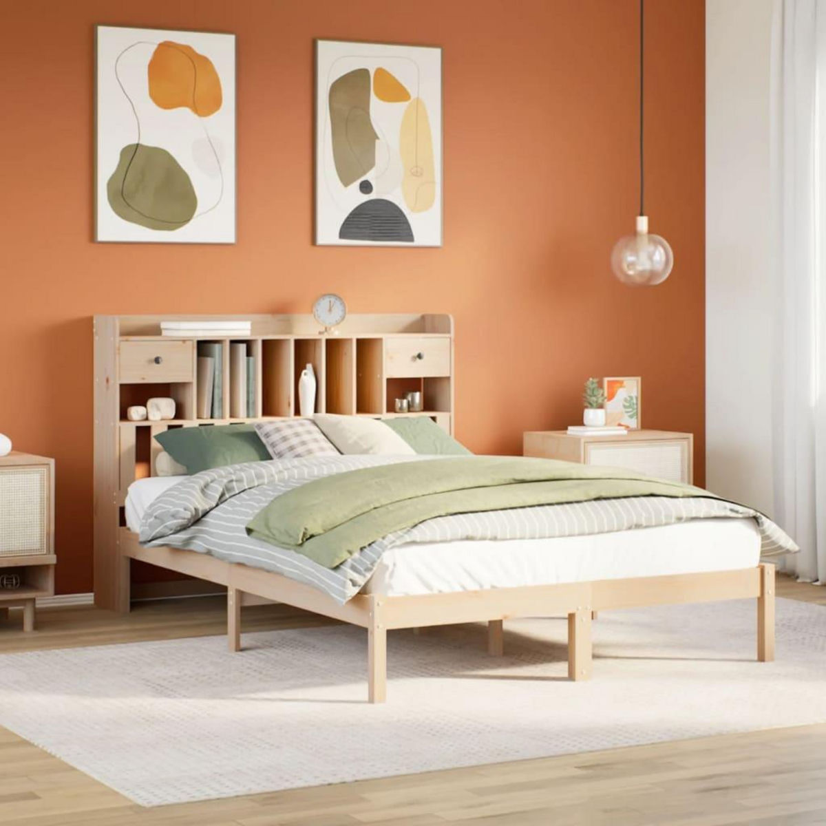 VIDAXL Lit bibliotheque sans matelas 140x200 cm bois massif de pin