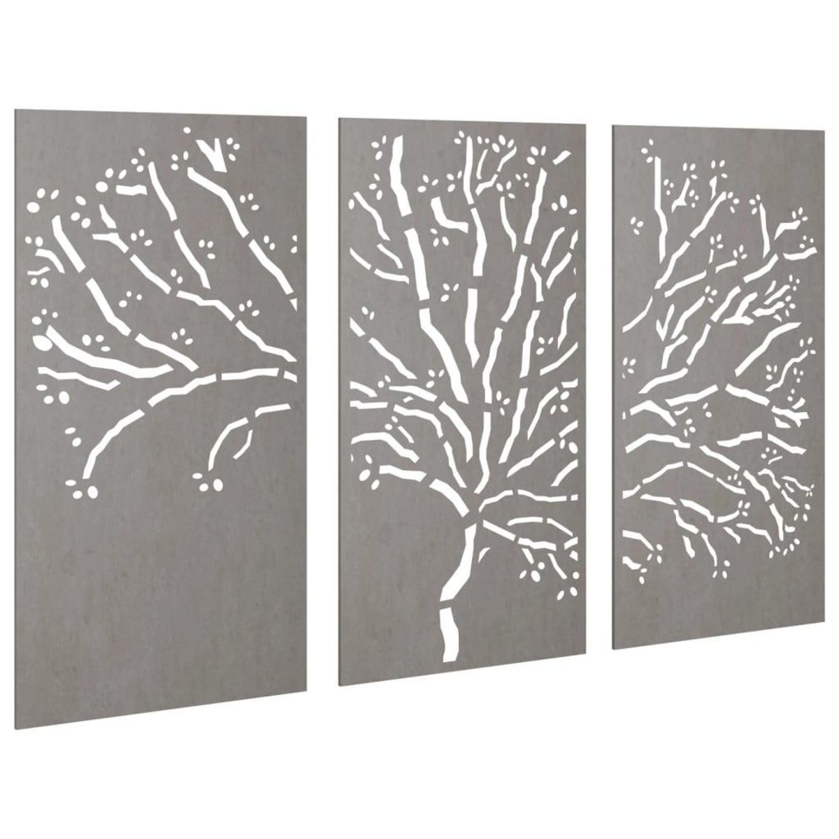 VIDAXL Decorations murales jardin 3 pcs 105x55 cm design d'arbre acier