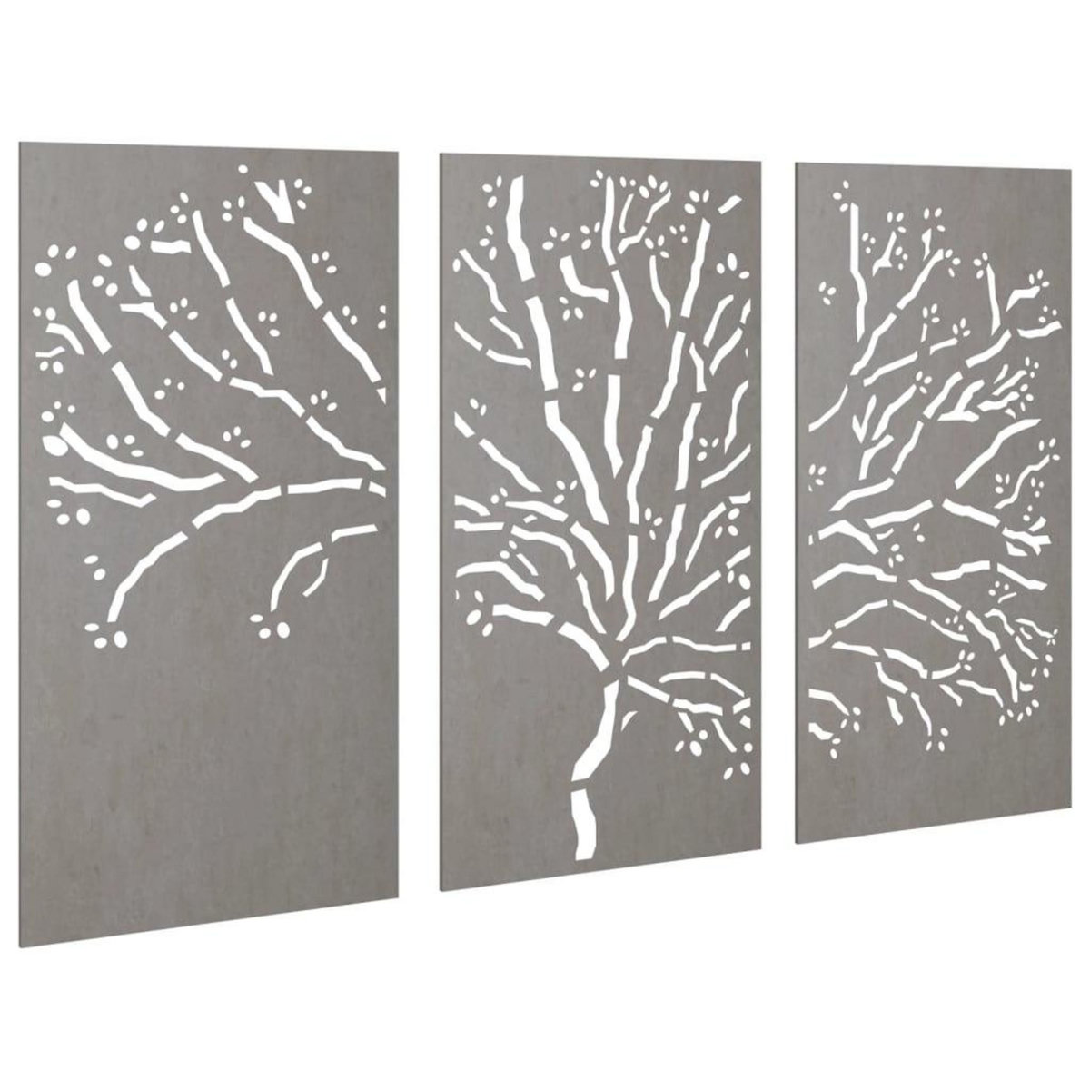 VIDAXL Decorations murales jardin 3 pcs 105x55 cm design d'arbre acier