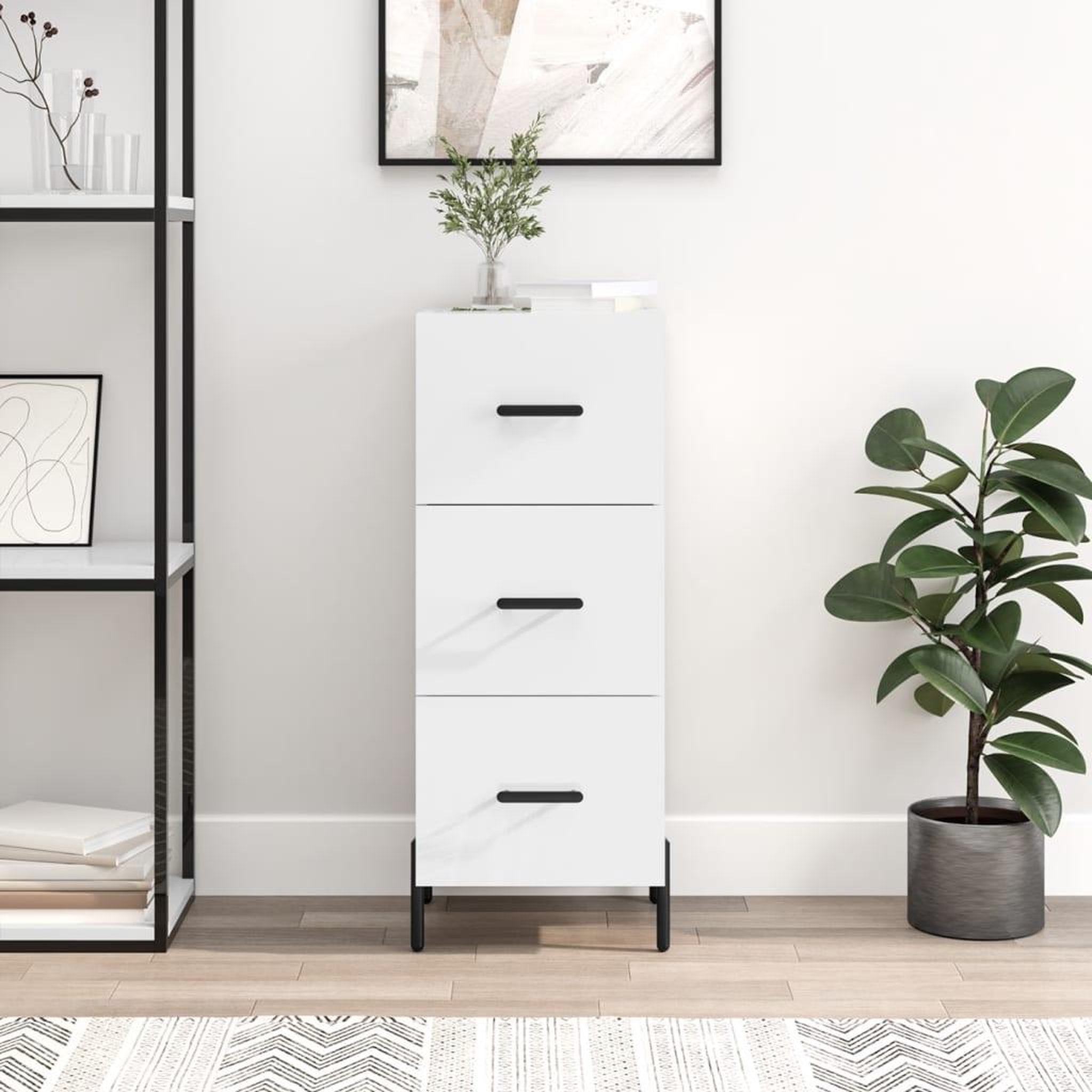 VIDAXL Buffet Blanc brillant 34,5x34x90 cm Bois d'ingenierie