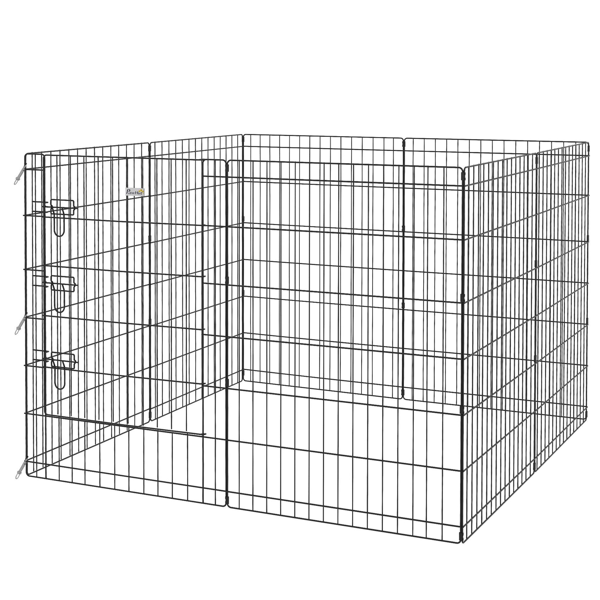 Voir la diapositive 5 : PAWHUT Parc enclos modulable chien - porte verrouillable, 8 panneaux 61 x 91 cm - métal noir