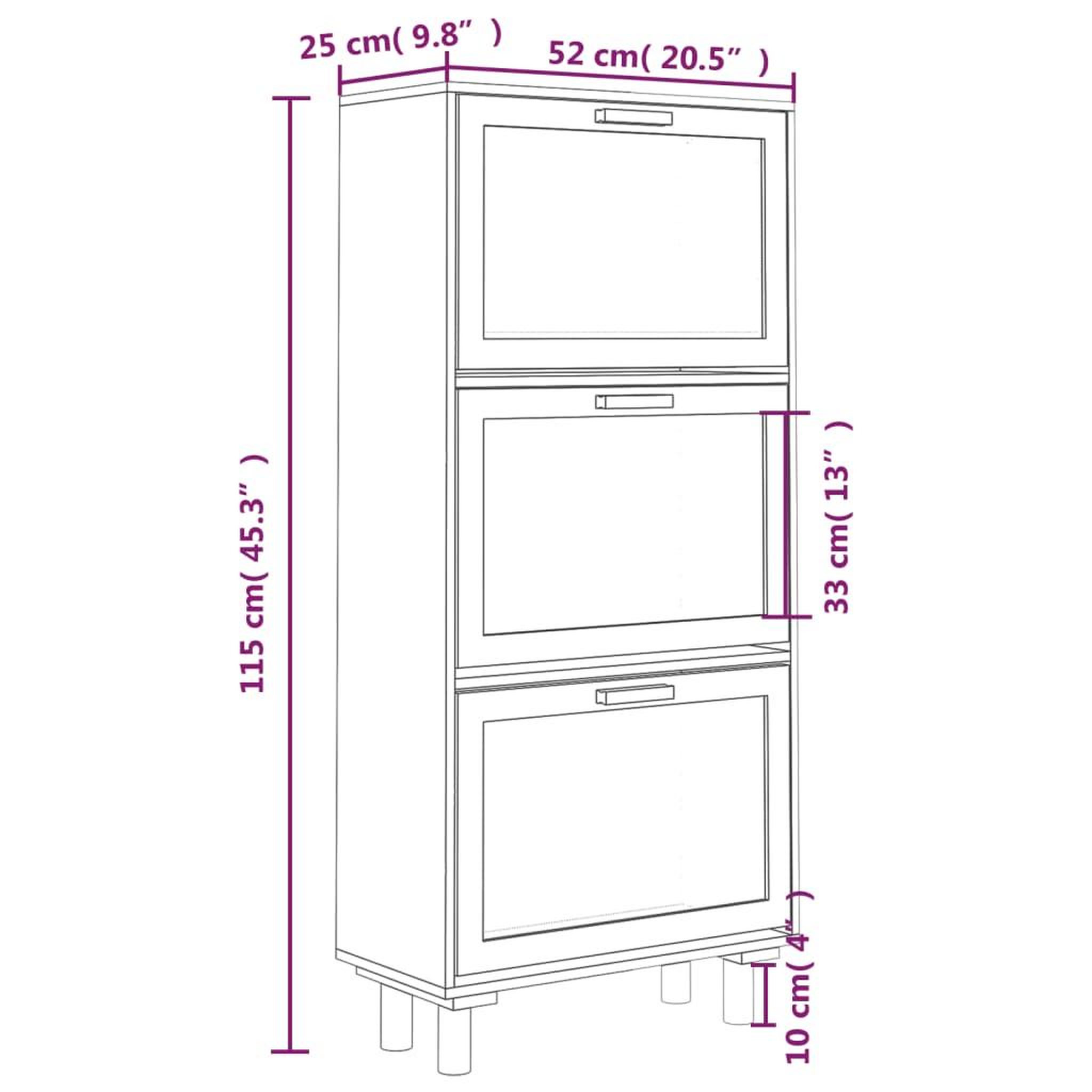 Voir la diapositive 6 : VIDAXL Armoire a chaussures Marron 52x25x115cm Bois d'ingenierie/rotin