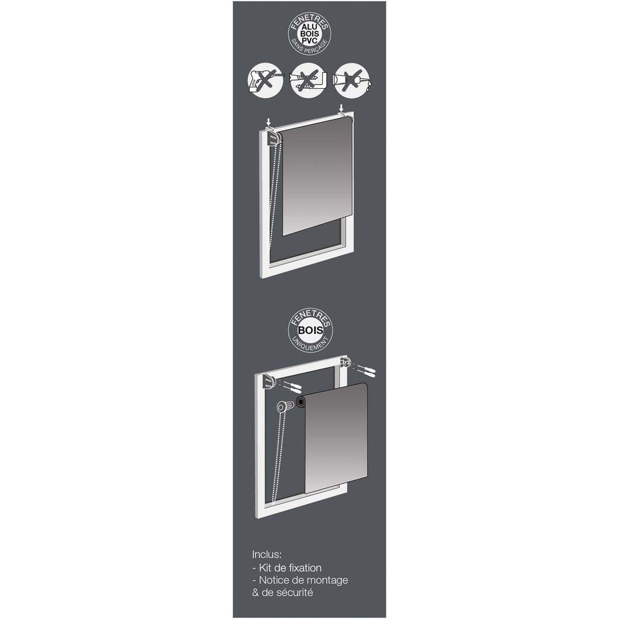 Voir la diapositive 3 : Douceur d'Intérieur Store enrouleur tamisant  plumala  60x90cm blanc