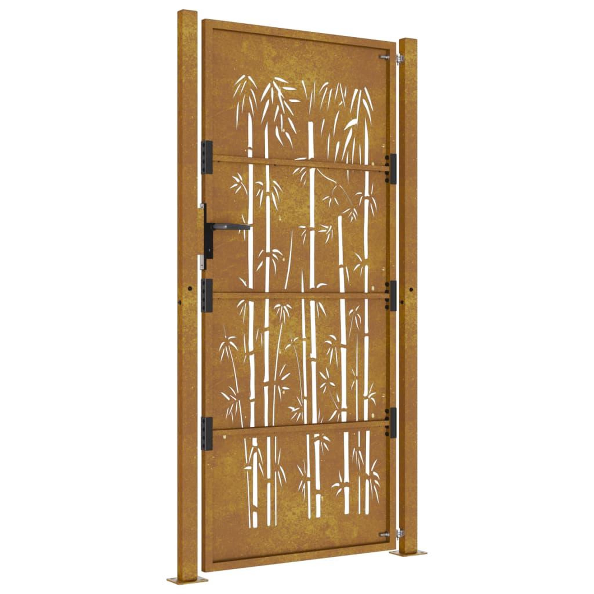 Voir la diapositive 5 : VIDAXL Portail de jardin 105x205 cm acier corten design de bambou