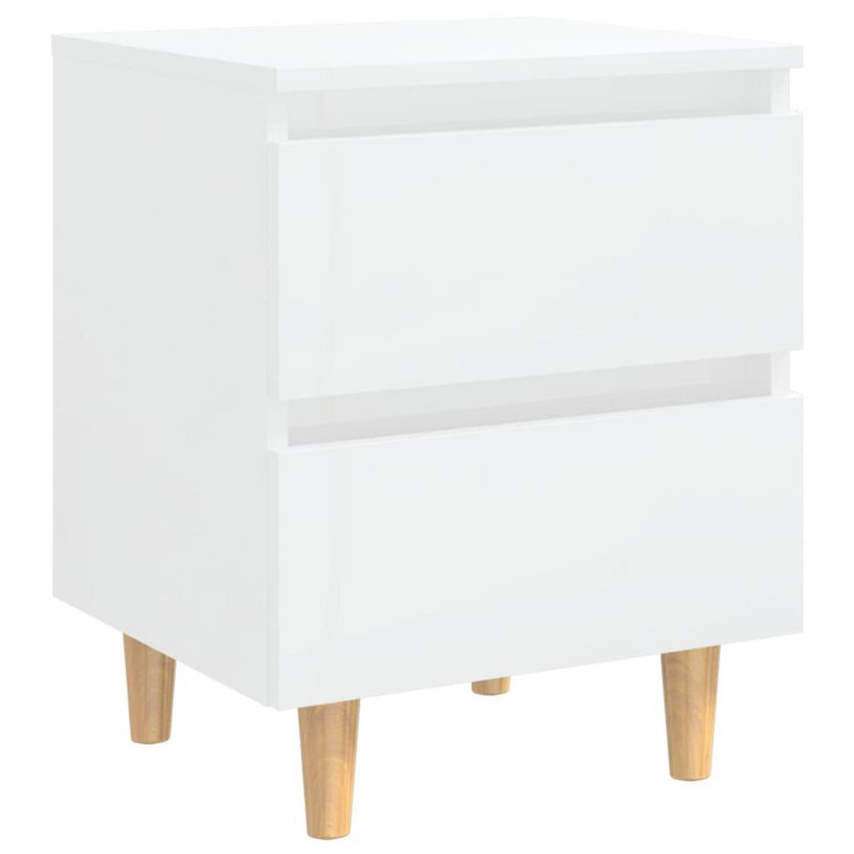 VIDAXL Tables de chevet pieds en pin 2 pcs blanc brillant 40x35x50 cm