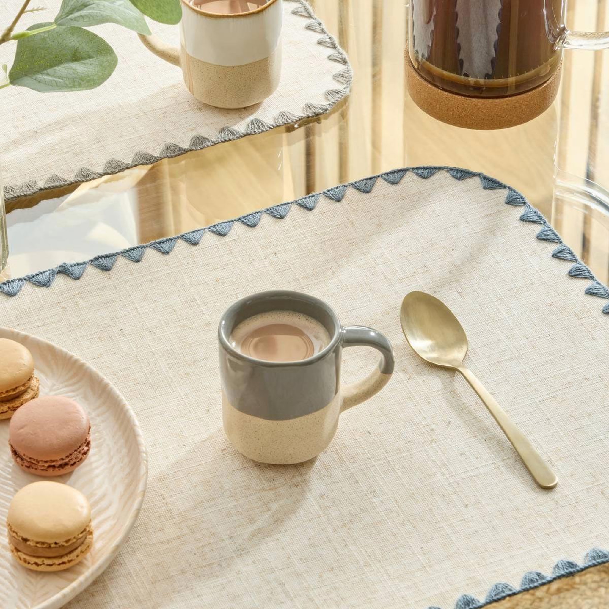 Voir la diapositive 3 : SECRET DE GOURMET Lot de 6 tasses à café en faïence  kate  10cl gris