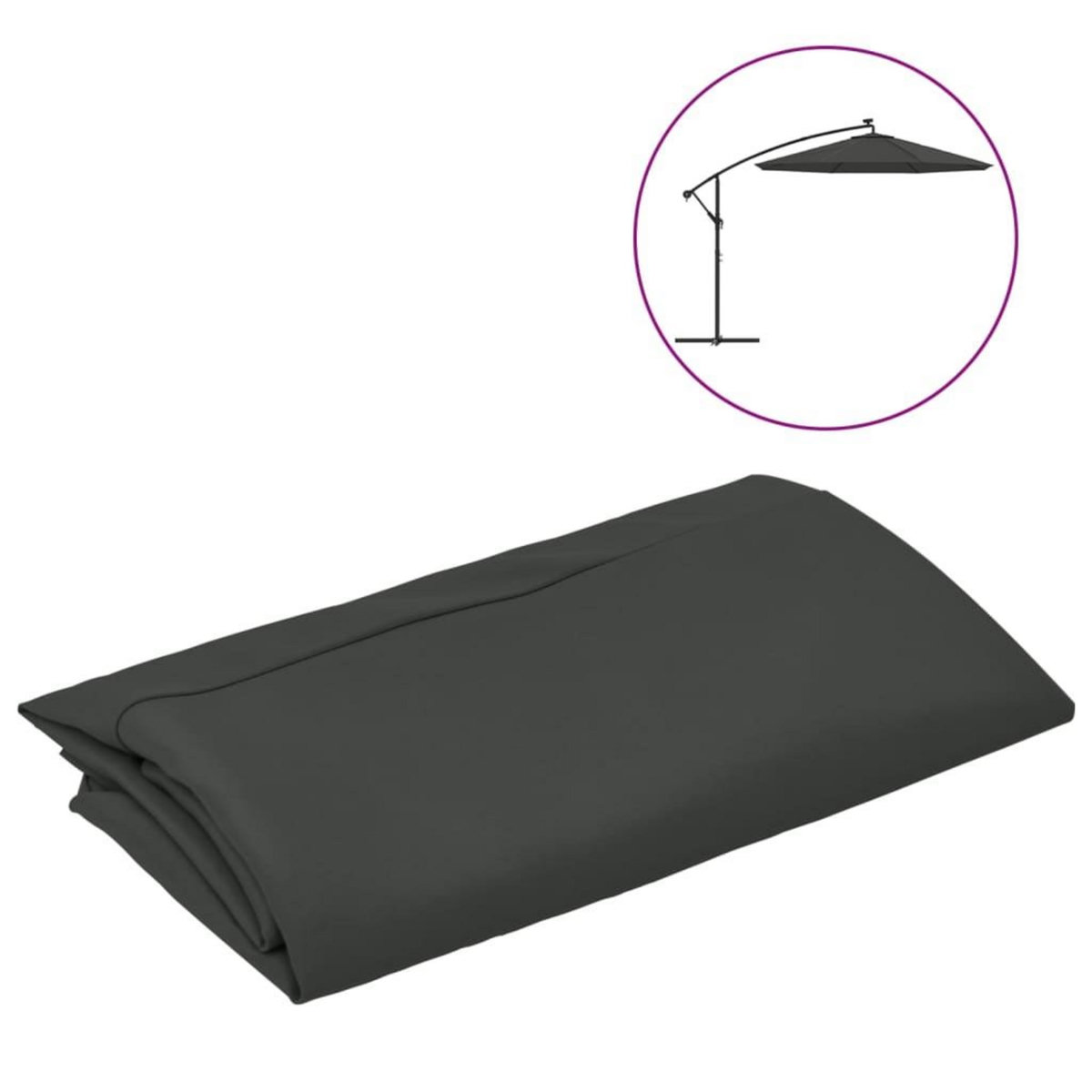 VIDAXL Tissu de remplacement pour parasol deporte Anthracite 350 cm