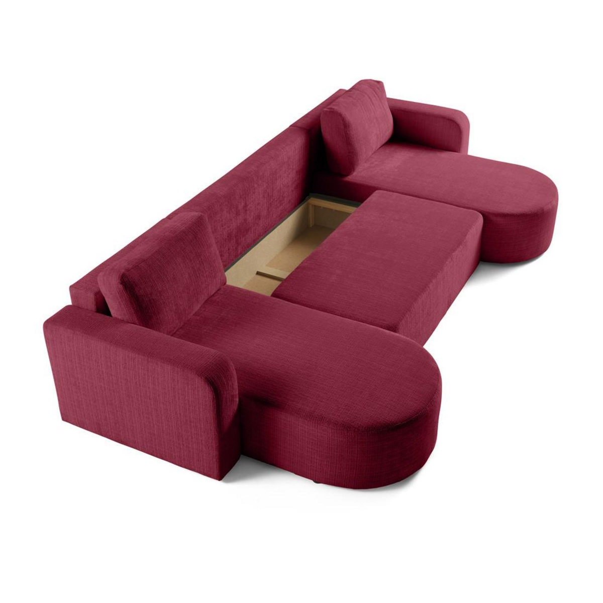 BEST MOBILIER Miro - canapé panoramique en u 7 places - convertible avec coffre - en velours texturé