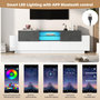Voir la diapositive 5 : MERAX Meuble tv blanc+noir 180cm led panneaux de particules