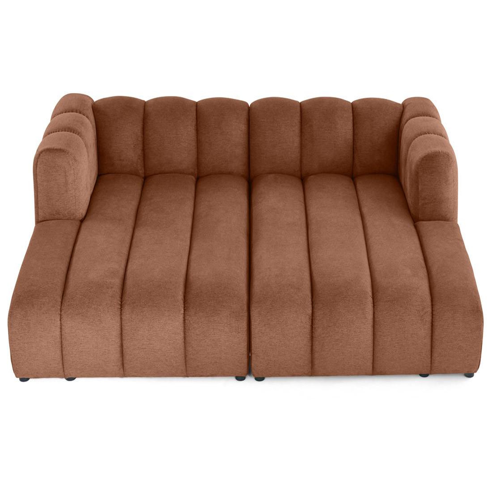 Voir la diapositive 4 : LISA DESIGN Debbie - canapé modulable droit 3 places avec double méridienne - assise profonde - en tissu texturé
