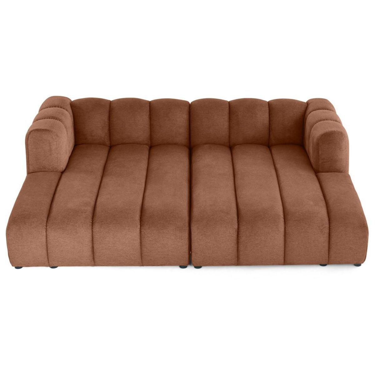 LISA DESIGN Debbie - canapé modulable droit 3 places avec double méridienne - assise profonde - en tissu texturé