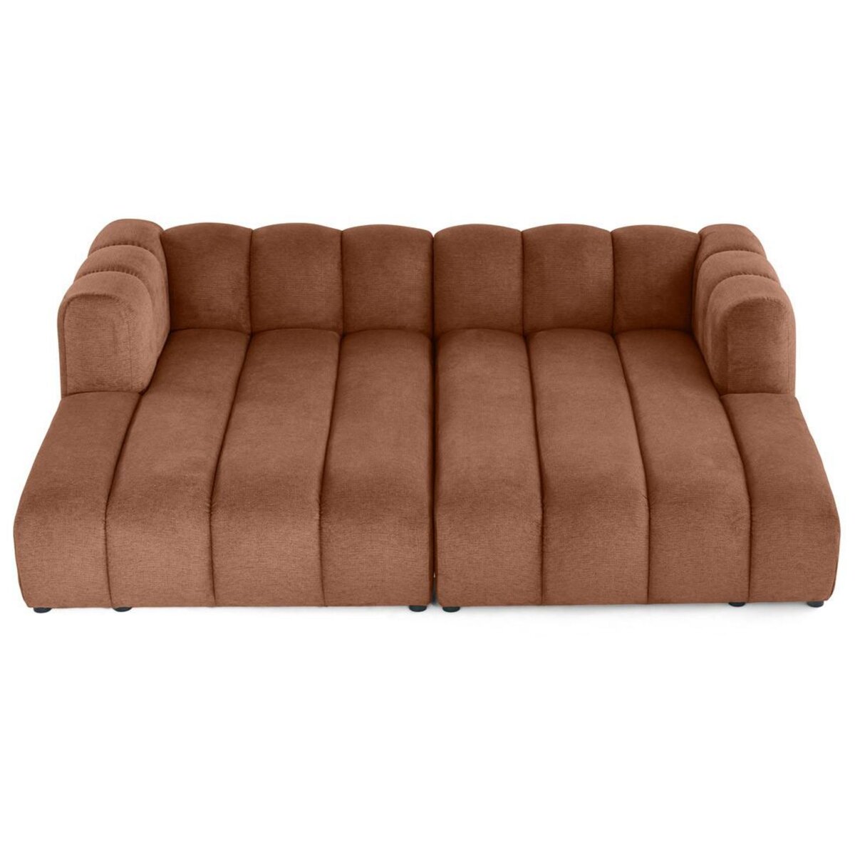 LISA DESIGN Debbie - canapé modulable droit 3 places avec double méridienne - assise profonde - en tissu texturé