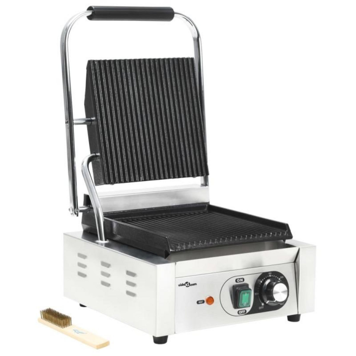 VIDAXL Grill pour panini rainuré Acier inoxydable 1800 W 31x30,5x20 cm