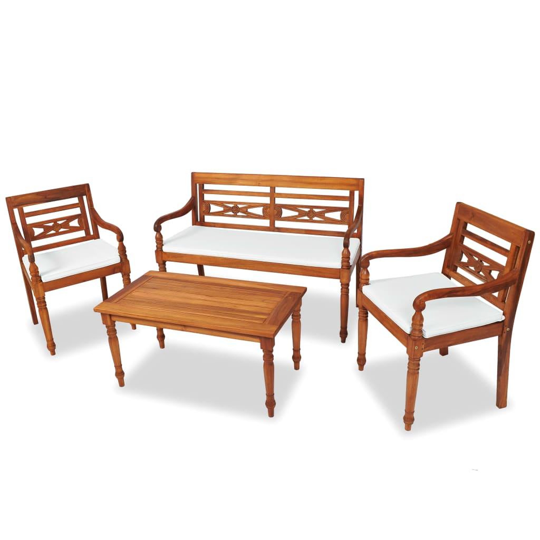VIDAXL Salon de jardin avec coussins 4 pcs bois de teck solide