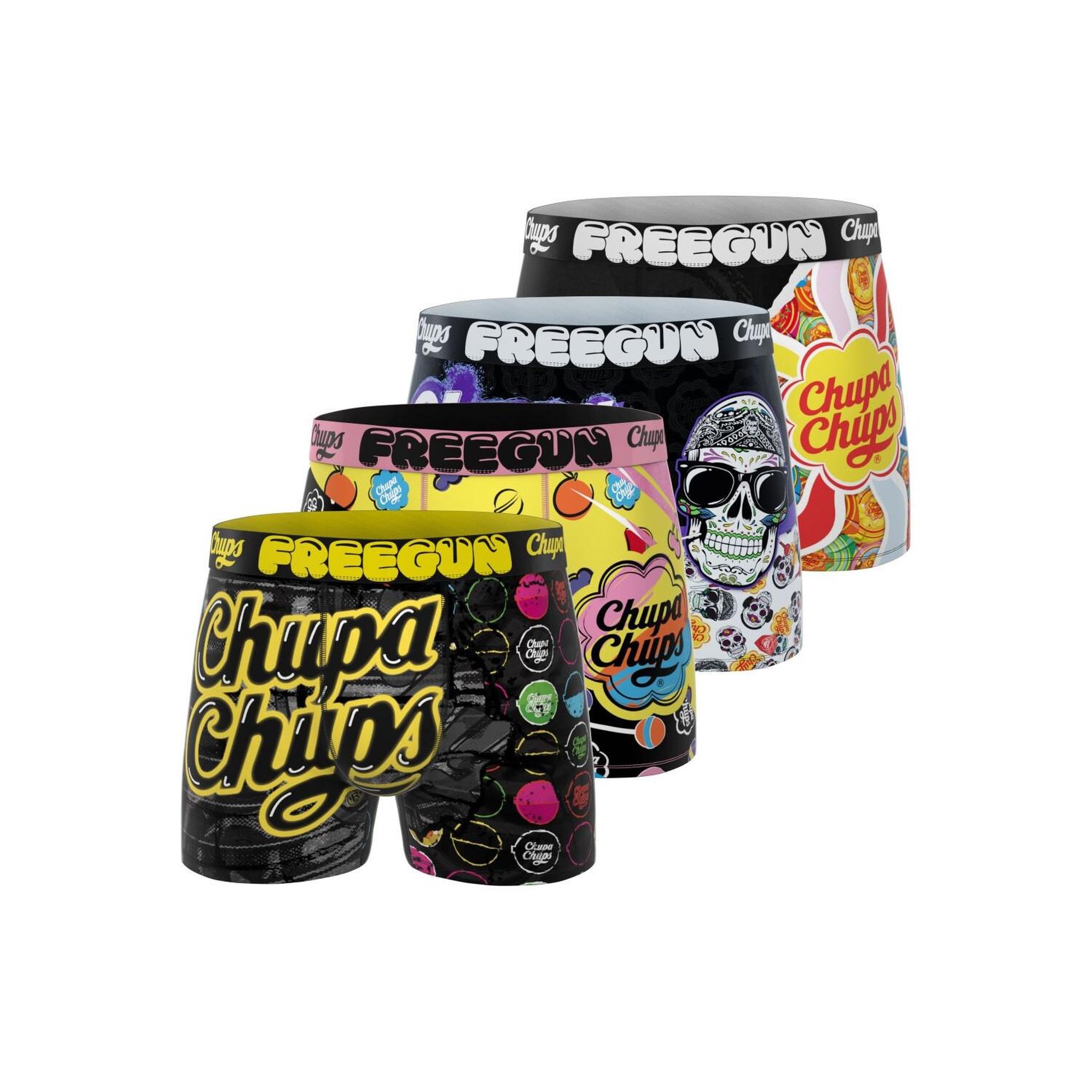 Voir la diapositive 1 : FREEGUN Lot de 4 boxers enfant Chupa Chups