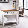 IDIMEX Table console CAMPO table d'appoint rectangulaire en pin massif blanc et brun avec 2 tiroirs et 1 étagère, meuble d'entrée en bois