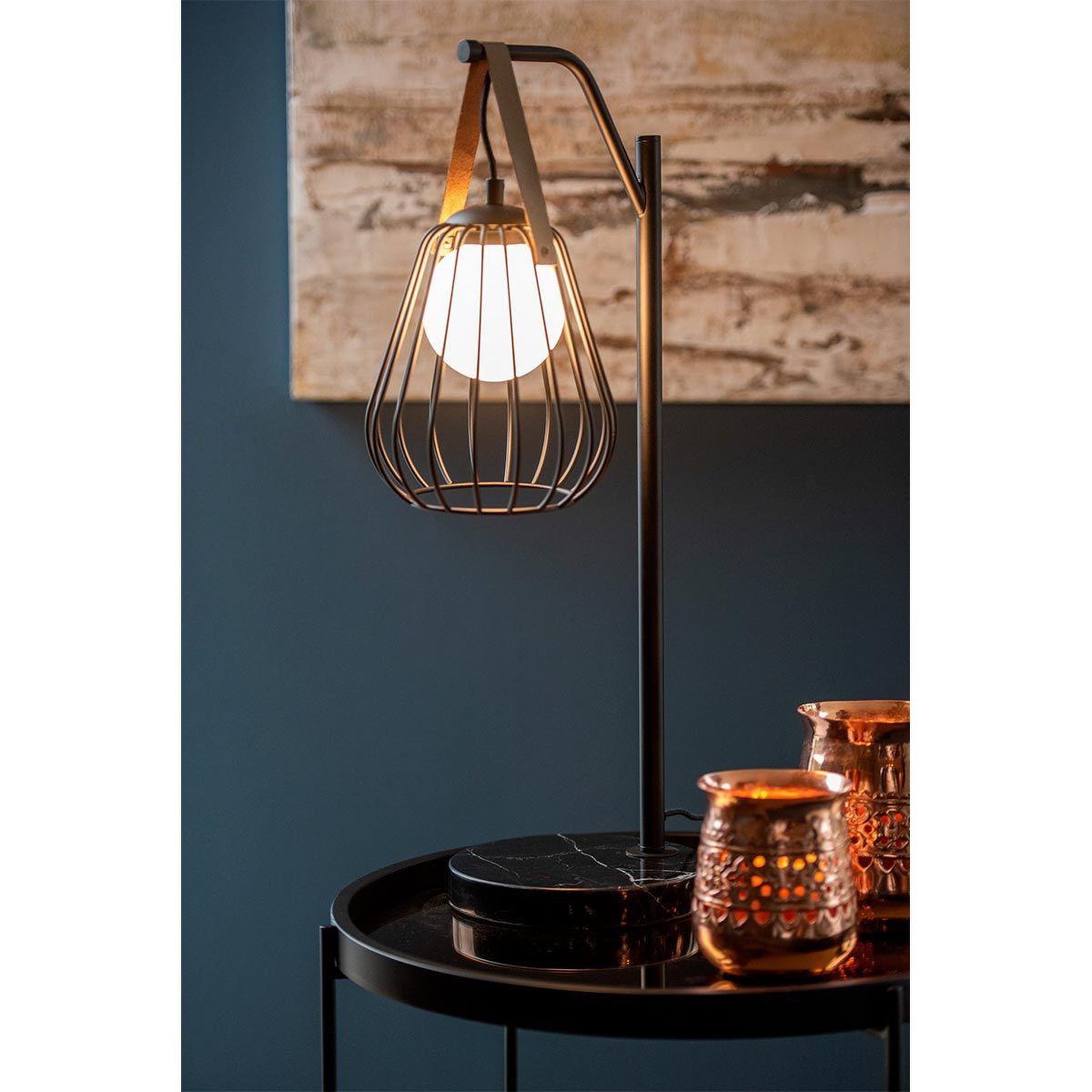 Voir la diapositive 5 : J-LINE Lampe à poser design  ignes  63cm noir