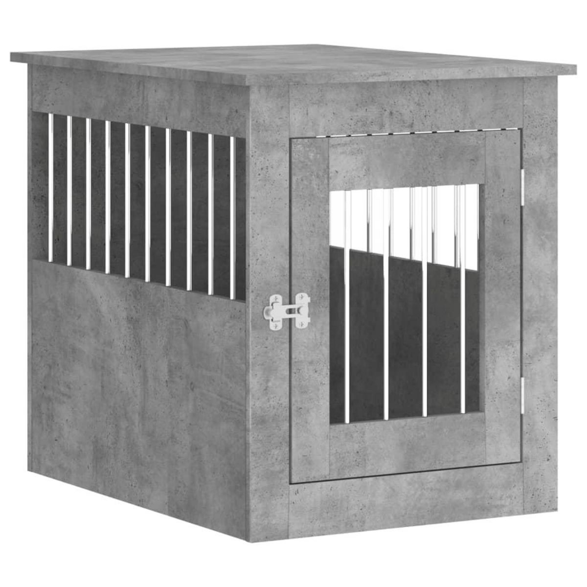 VIDAXL Meuble de cage pour chiens gris beton 55x75x65 cm