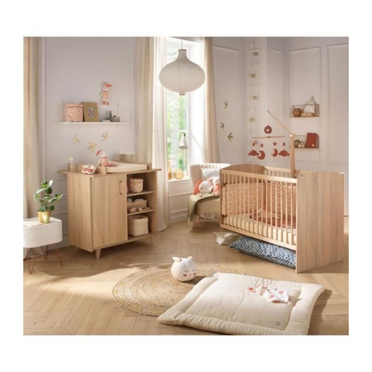 SAUTHON Chambre duo bébé - SAUTHON - Sam Chene doré - Lit bébé 120 x 60 cm et commode a langer