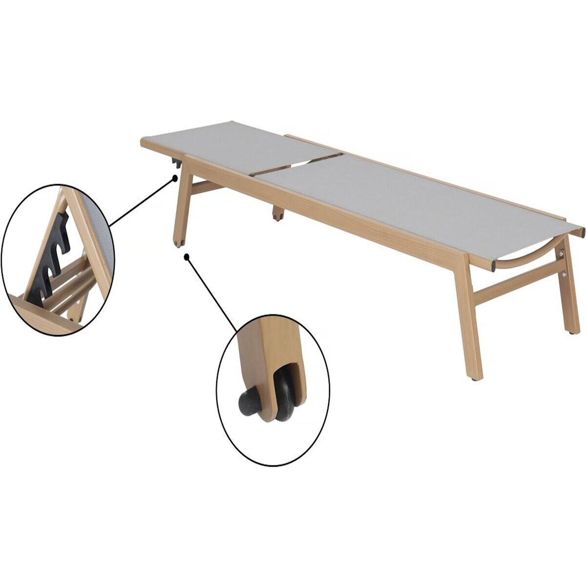 Habitat et Jardin Bain de soleil en aluminium imitation bois   Elysia  - Gris clair