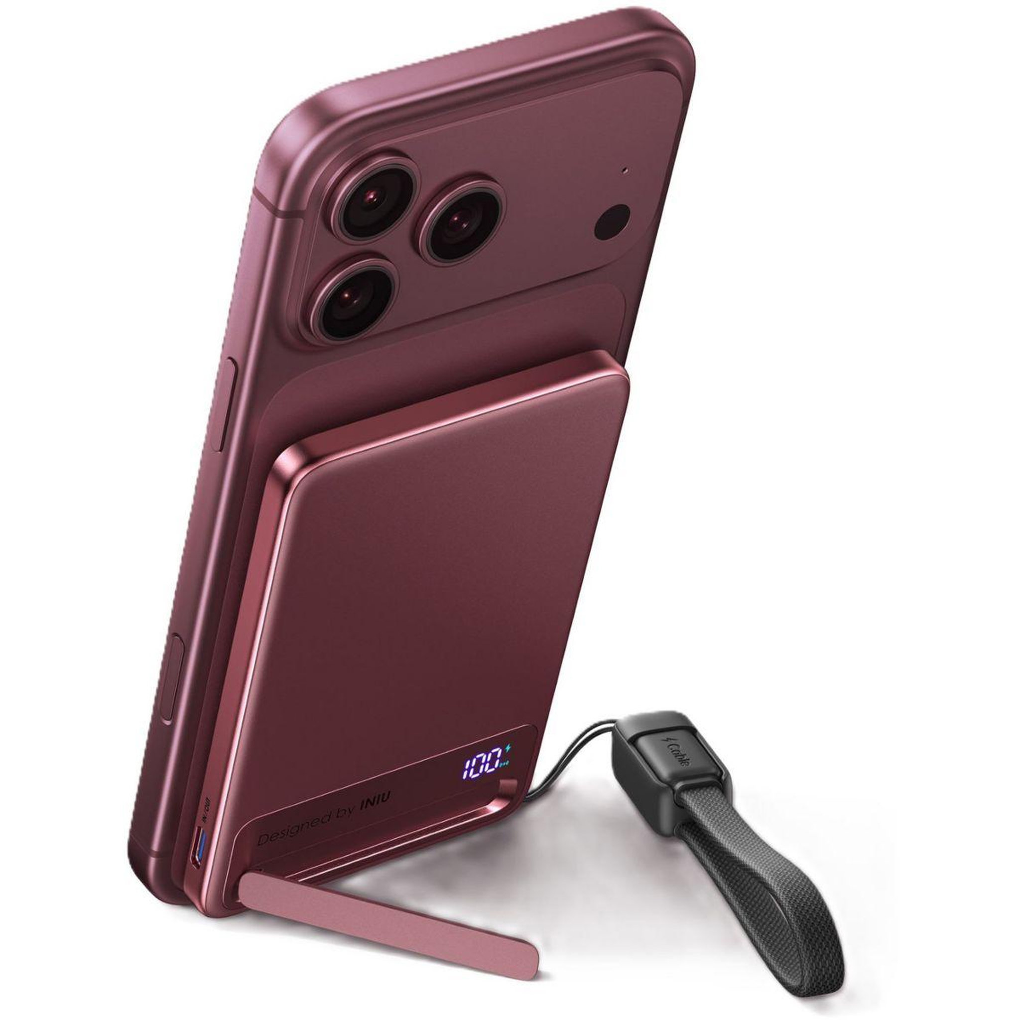 Voir la diapositive 3 : INIU Batterie externe 5000mAh Magnet USB-C Bordeaux