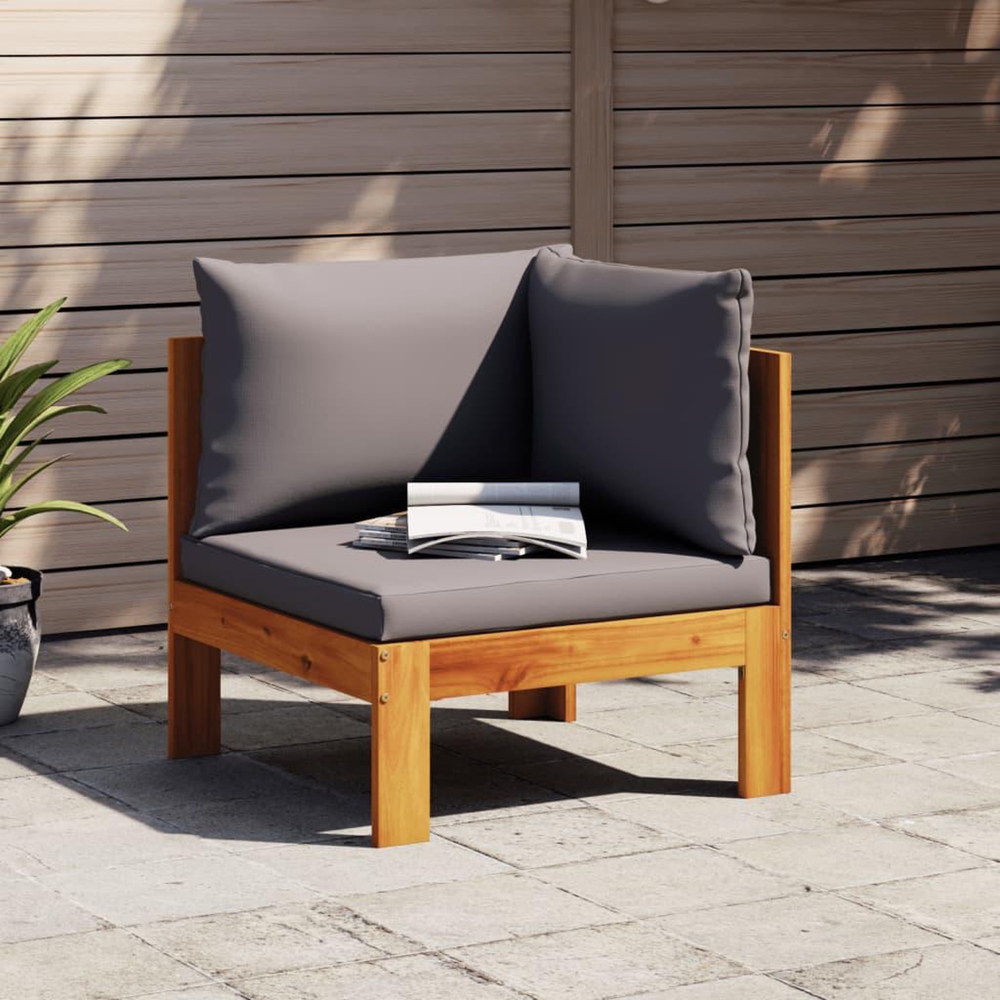 VIDAXL Canape d'angle de jardin avec coussins bois massif d'acacia