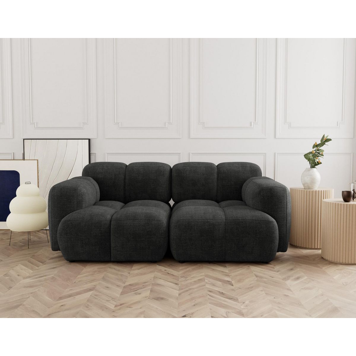 LISA DESIGN Grace - canapé modulable 2 places en velours texturé