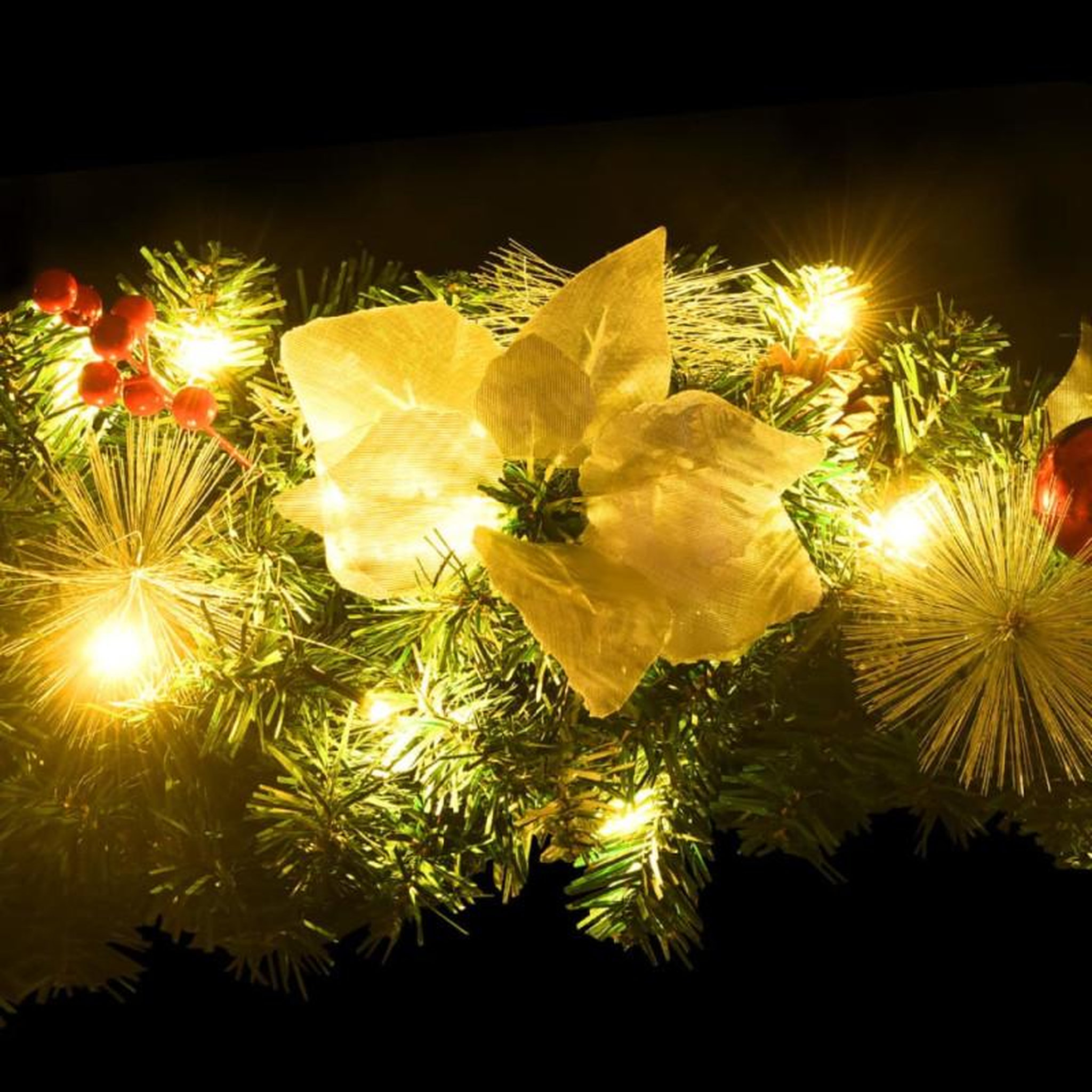 Voir la diapositive 6 : VIDAXL Couronne de Noël avec lumieres LED vert 60 cm PVC