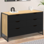 Voir la diapositive 2 : ID MARKET Commode 6 tiroirs noirs BOSTON 115 cm design industriel