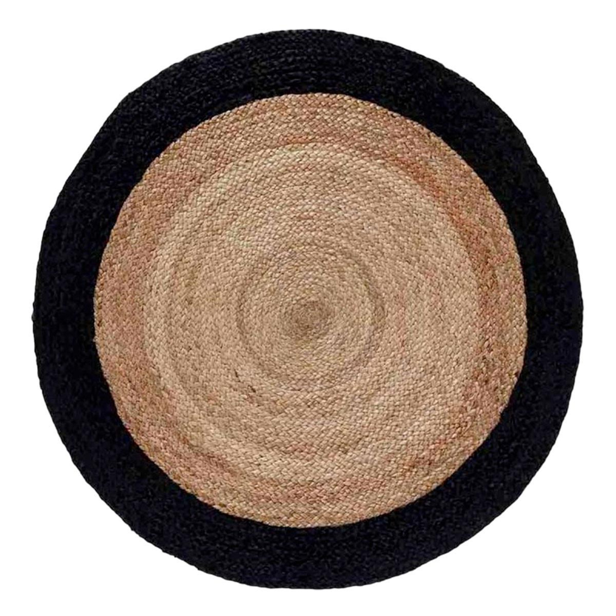 Douceur d'Intérieur Tapis rond déco en jute  salem  90cm noir