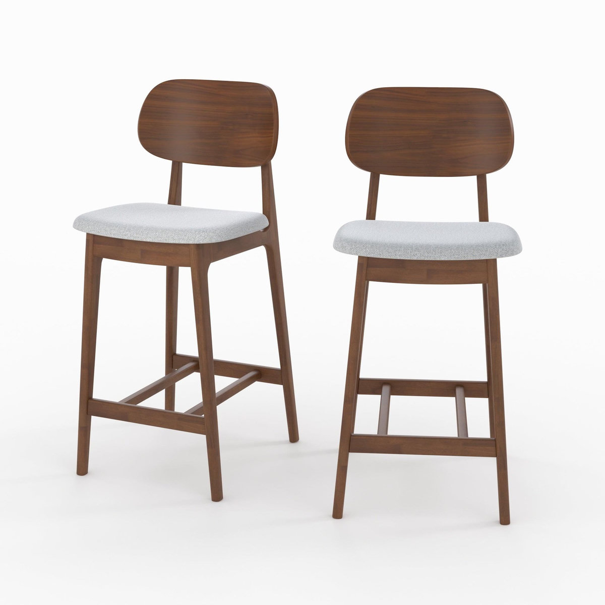 Rendez vous déco Lot de 2 chaises pour îlot central 66 cm en bois et tissu gris-Charlize