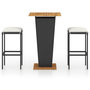 Voir la diapositive 2 : VIDAXL Ensemble de bar de jardin 3 pcs et coussins Resine tressee Noir