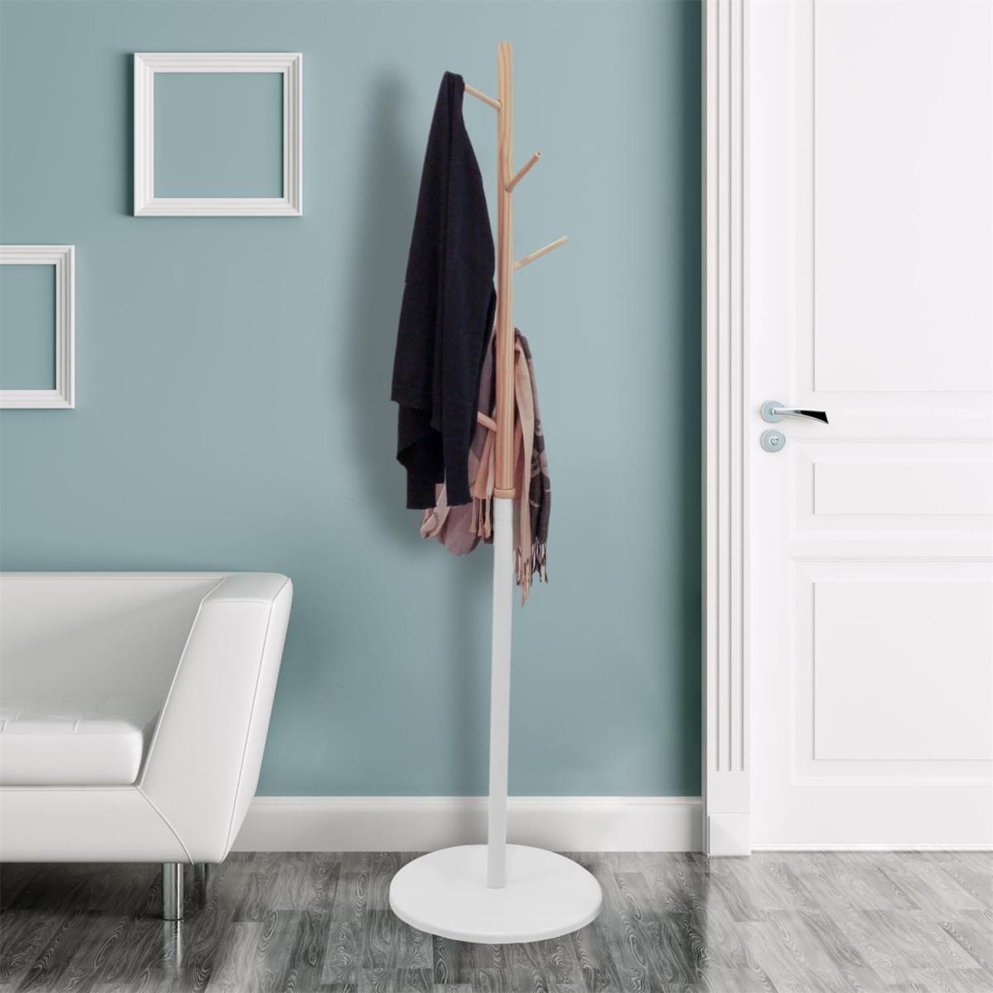 Voir la diapositive 2 : The Home Deco Factory Porte-manteau 5 patères  miko  180cm blanc