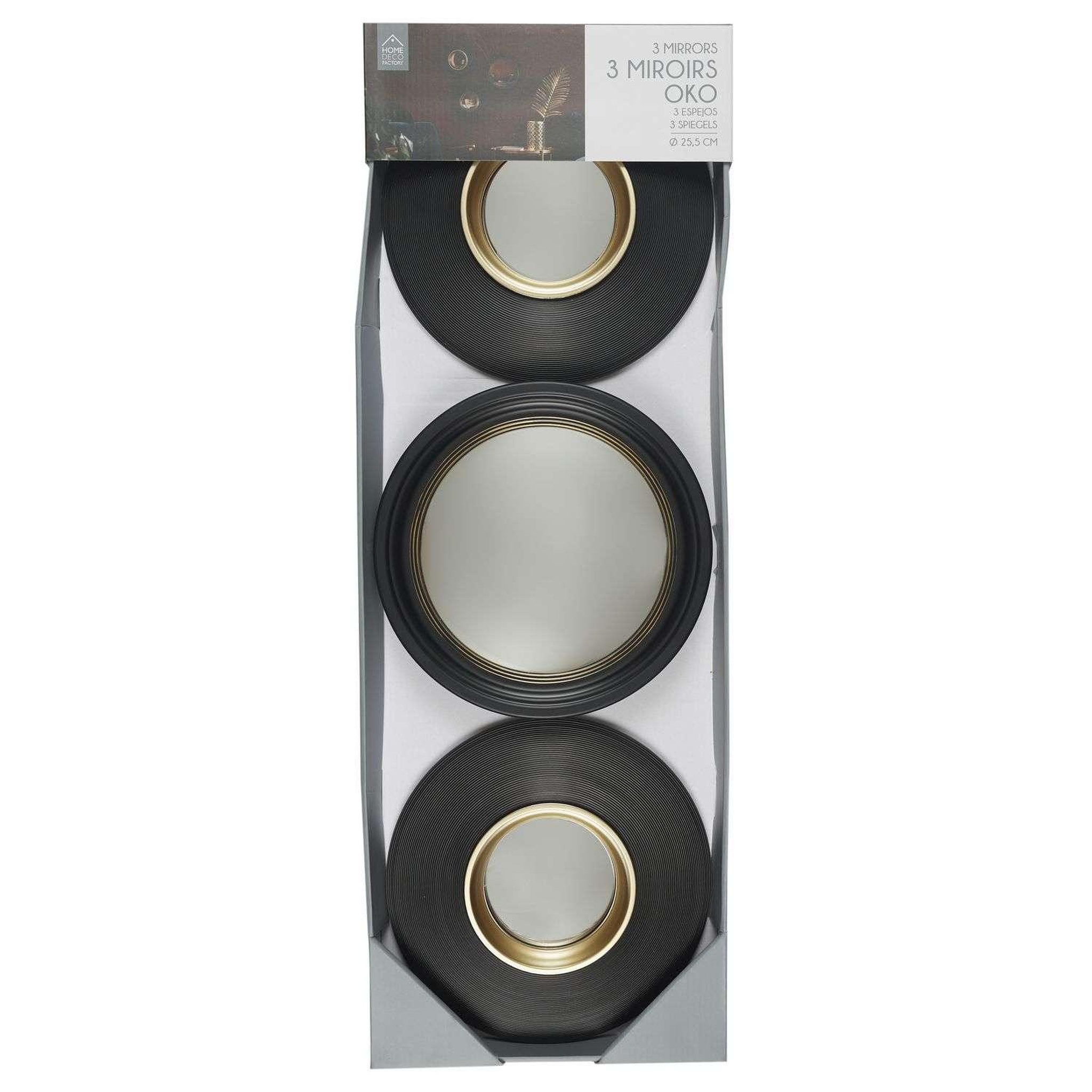 Voir la diapositive 5 : The Home Deco Factory Miroirs convexes X 3 Diam. 25.5 cm - Noir et Doré