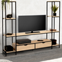 Voir la diapositive 2 : ID MARKET Ensemble meuble TV 164 cm DETROIT avec étagères design industriel