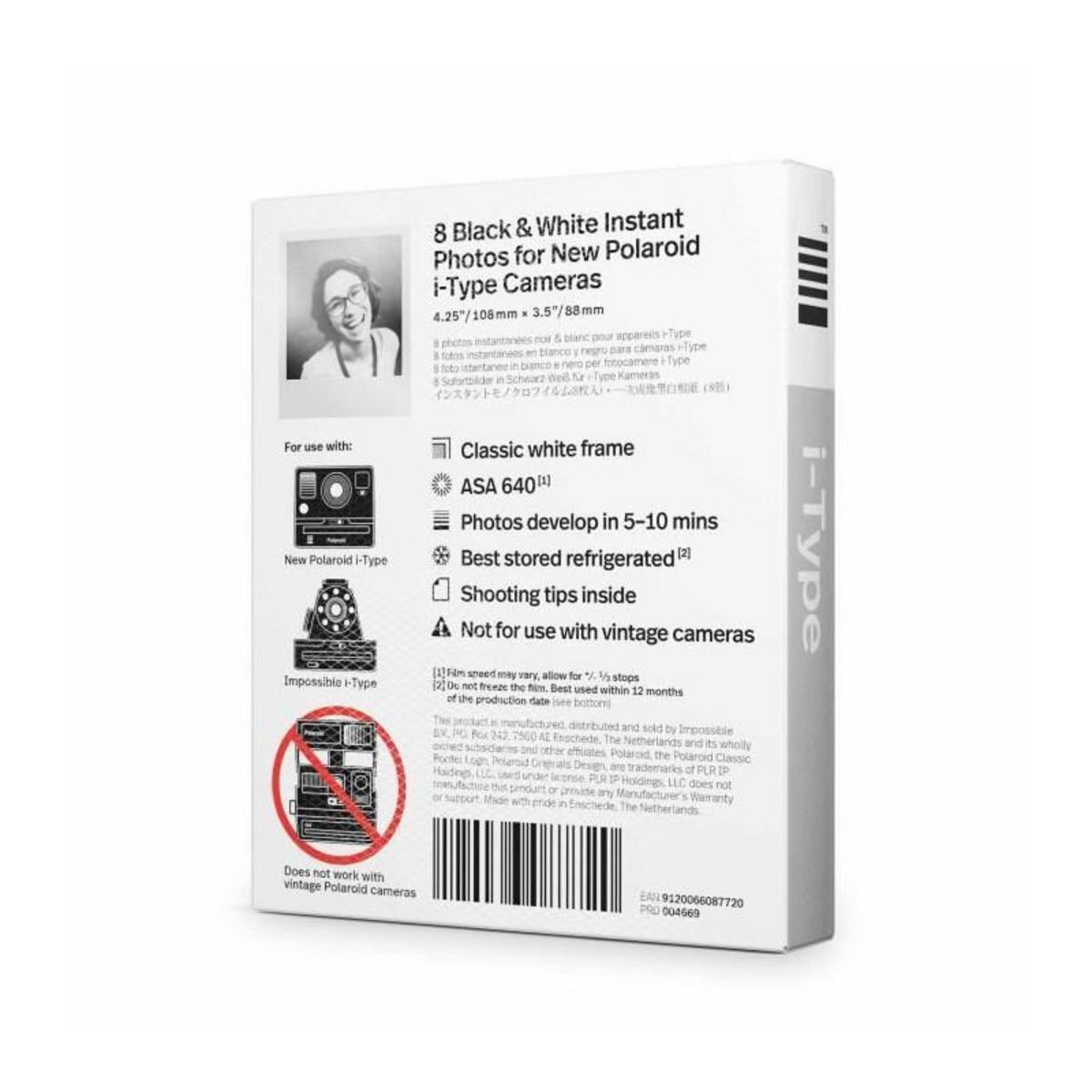 POLAROID Papier photo instantané Noir et Blanc Film iType (x8)