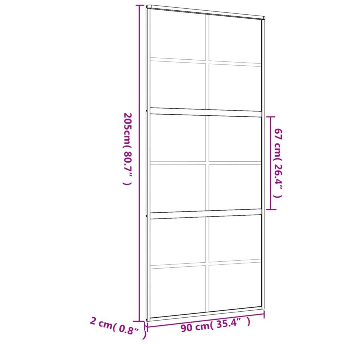 VIDAXL Porte coulissante dore 90x205 cm verre ESG depoli et aluminium