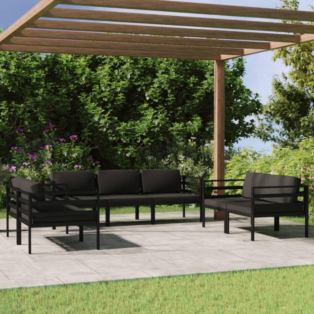 VIDAXL Salon de jardin 7 pcs avec coussins Aluminium Anthracite