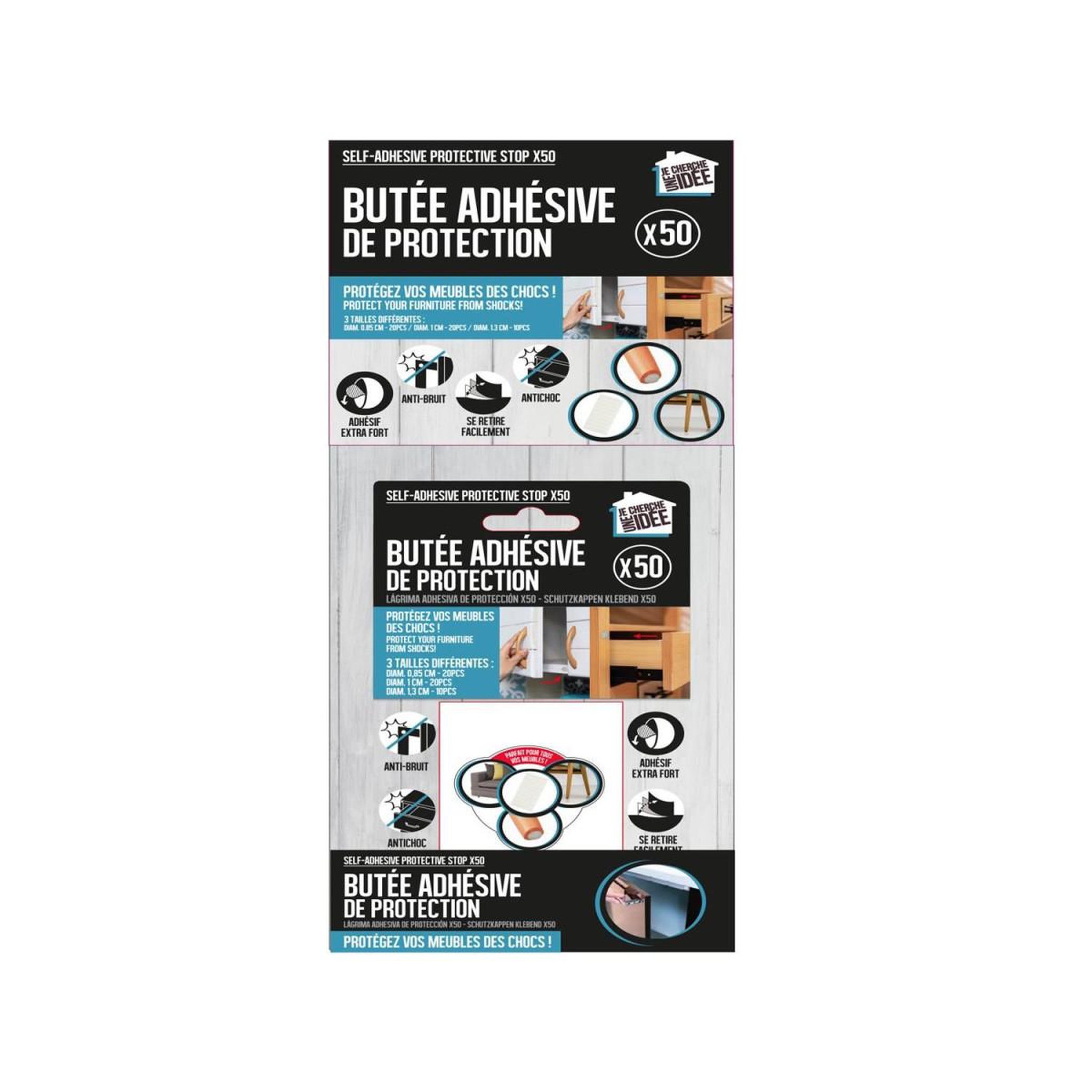 Voir la diapositive 5 : Je cherche une idee Lot de 50 butées adhésives  pro  13cm transparent