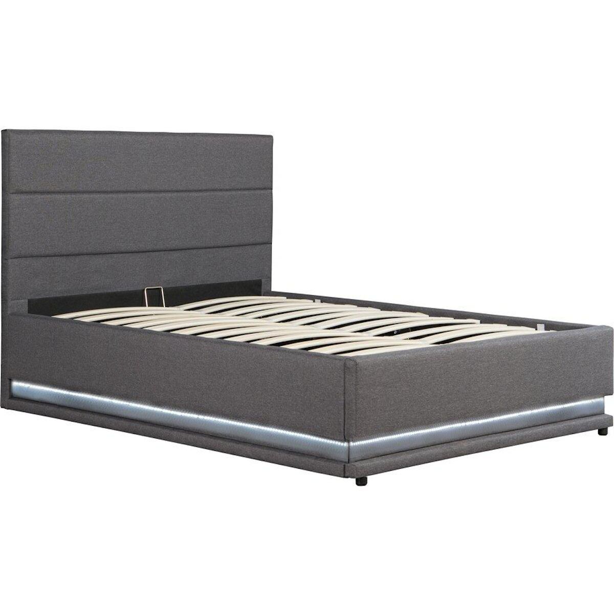 Habitat et Jardin Lit LED avec coffre  Anastasia  - 180 x 200 - Gris foncé