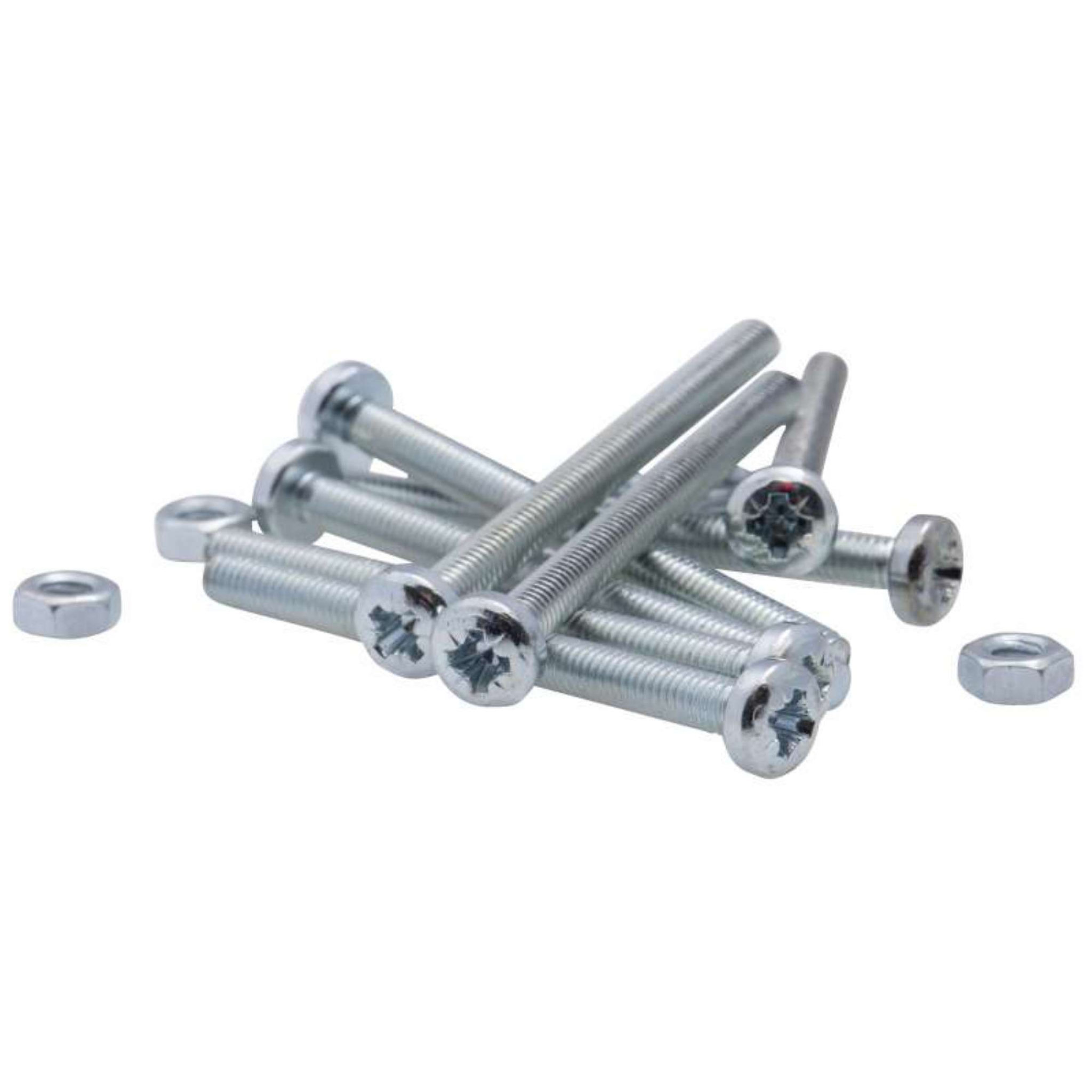 Voir la diapositive 5 :  Vis à métaux zinguée tête cylindrique bombée PZ cruciforme Vissal Ø 6x50 mm  lot de 6 vis+écrou