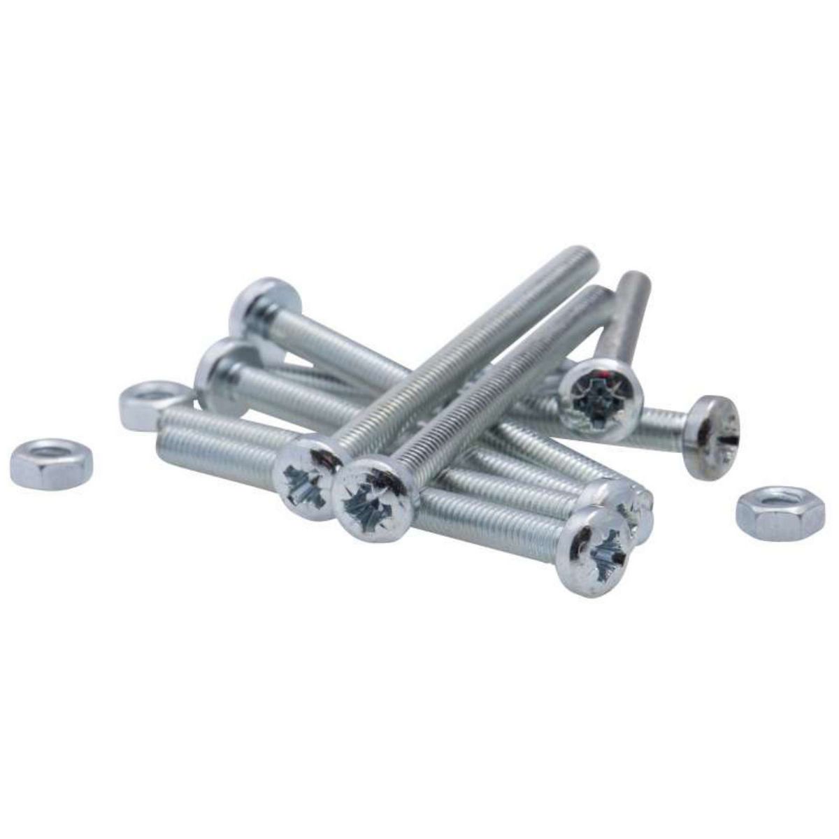  Vis à métaux zinguée tête cylindrique bombée PZ cruciforme Vissal Ø 6x50 mm  lot de 6 vis+écrou