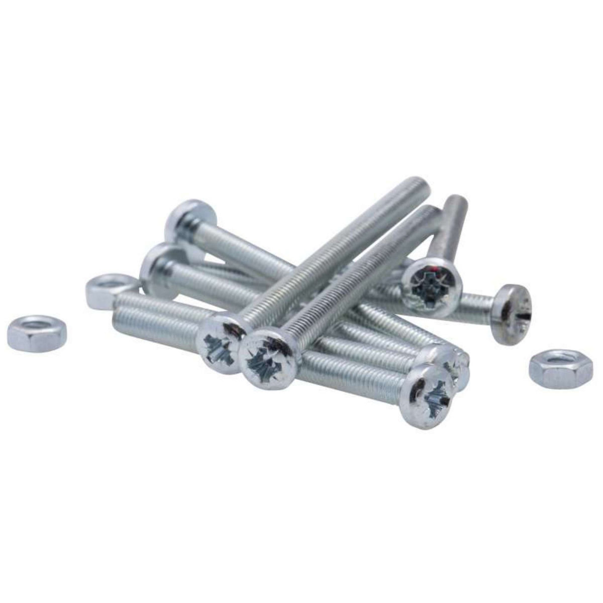  Vis à métaux zinguée tête cylindrique bombée PZ cruciforme Vissal Ø 6x50 mm  lot de 6 vis+écrou