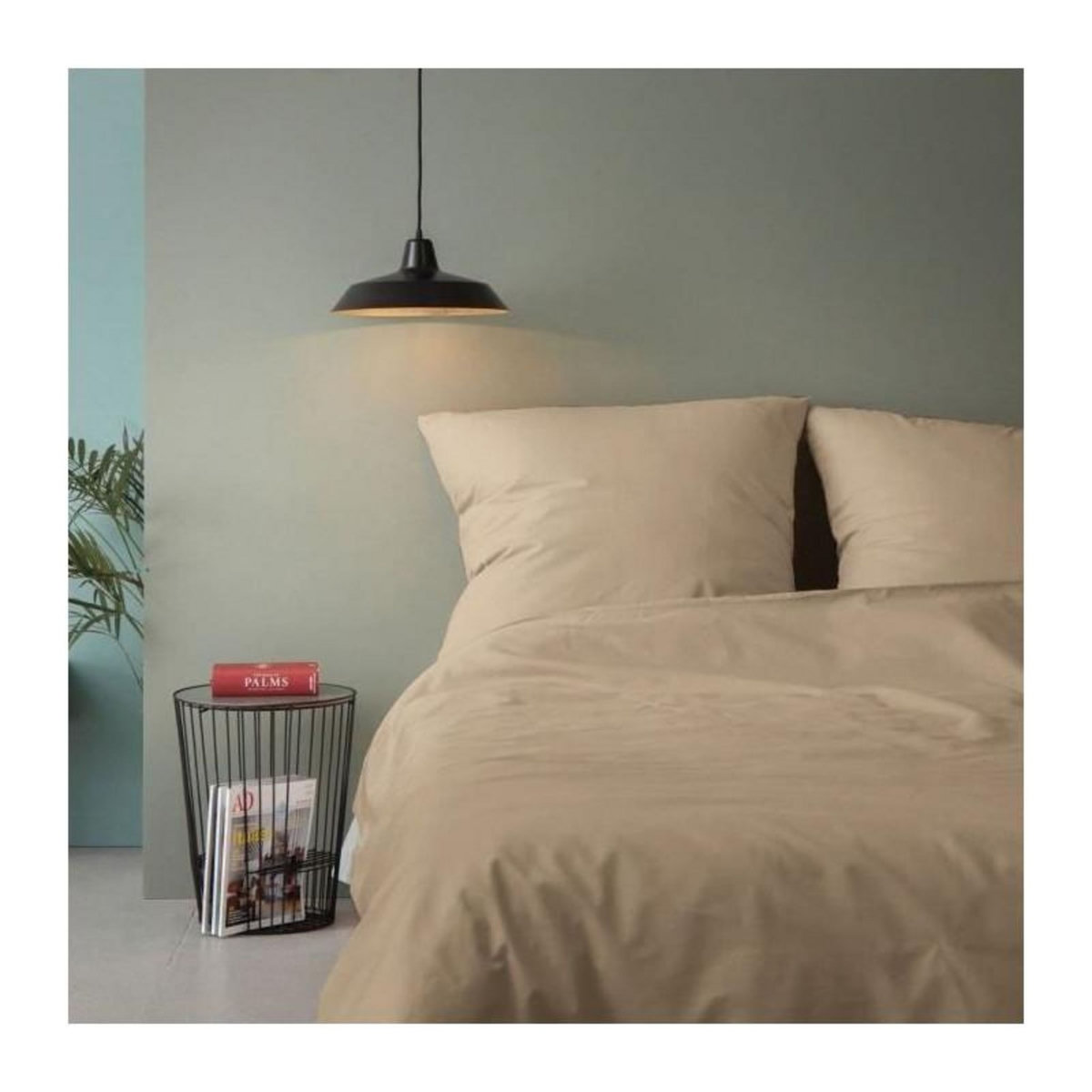 GENERIQUE Parure de lit - 1 housse de couette 220 x 240 cm + 2 taies d'oreiller 60 x 60 cm - 100% coton renforcé - Beige