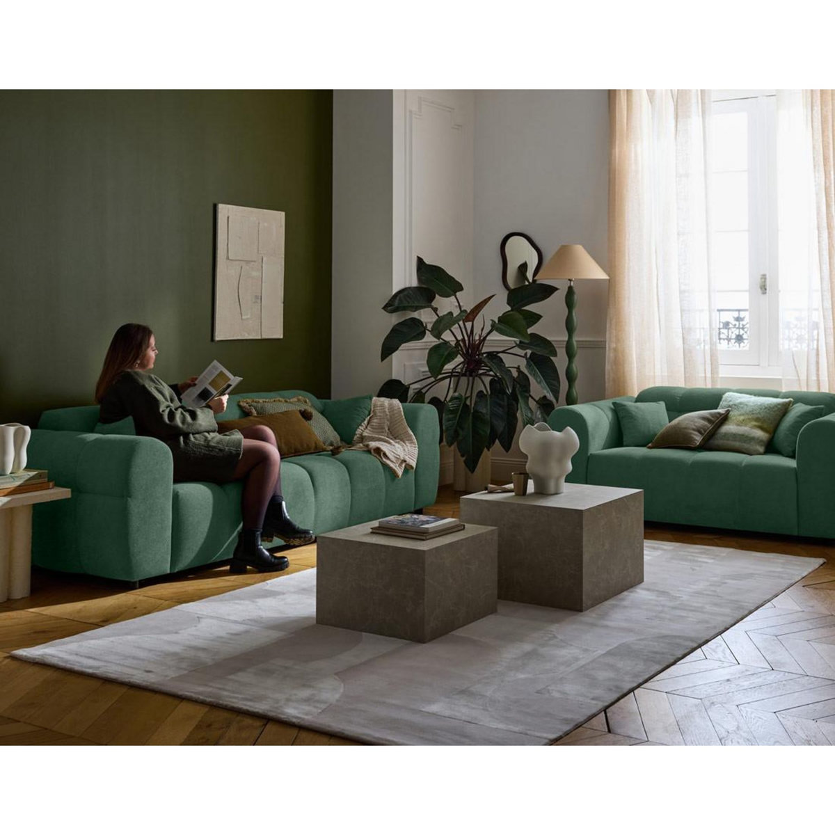 LISA DESIGN Ray - canapé droit 3 places en tissu texturé