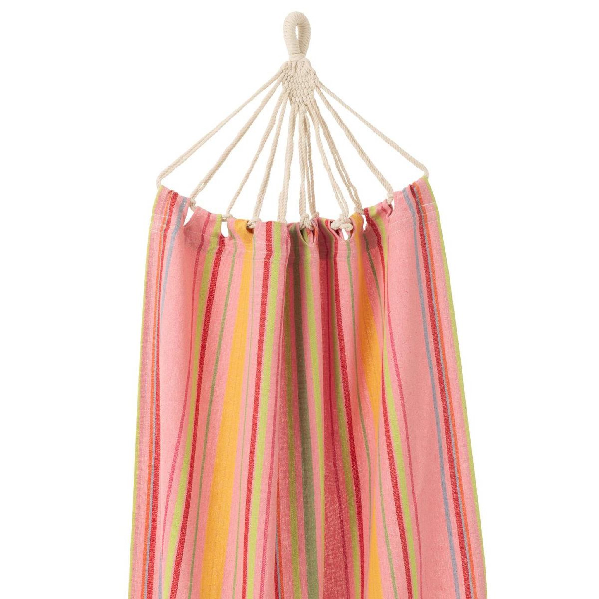 Voir la diapositive 2 : J-LINE Hamac en tissu  rayures  200cm rose clair