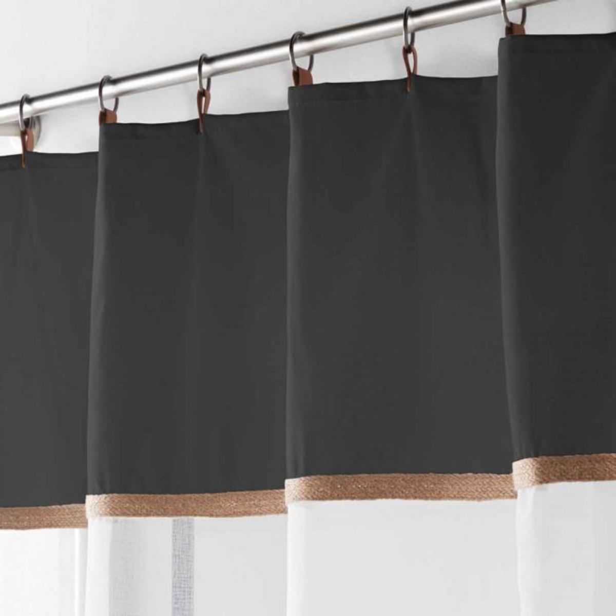 Paris Prix Rideau Voilage à Anneaux  Leana  140x240cm Noir