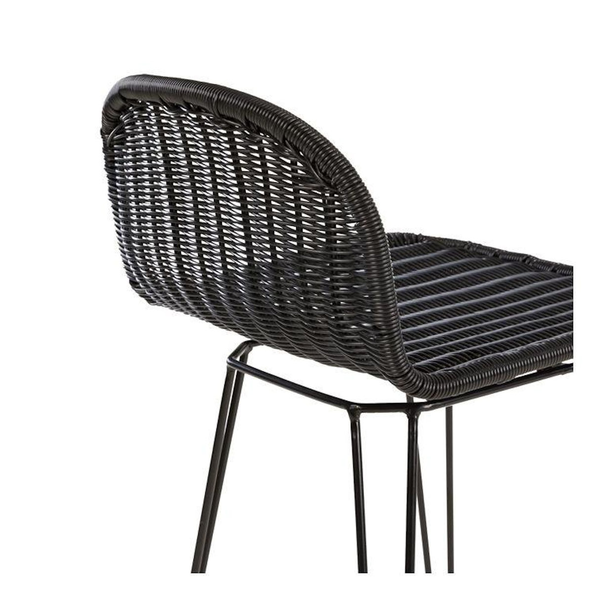 Rendez vous déco Lot de 2 chaises de bar mi-hauteur 63 cm en résine tressée noire-Jigani