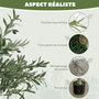 Voir la diapositive 6 : HOMCOM Olivier artificiel H.120 cm - grand réalisme - 450 feuilles en soie, 20 olives - mousse effet lichen pot inclus